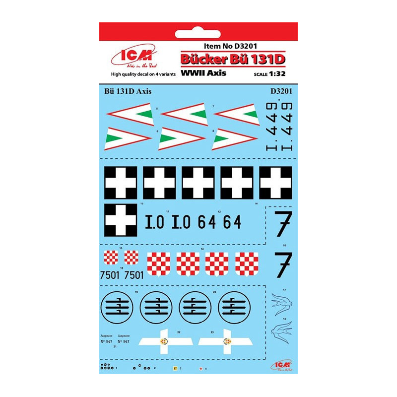 Decal 1/32 Bucker Bu 131D Axis WWII