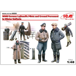 WWII German Luftwaffe Pilots and Ground Personnel in Winter Uniform