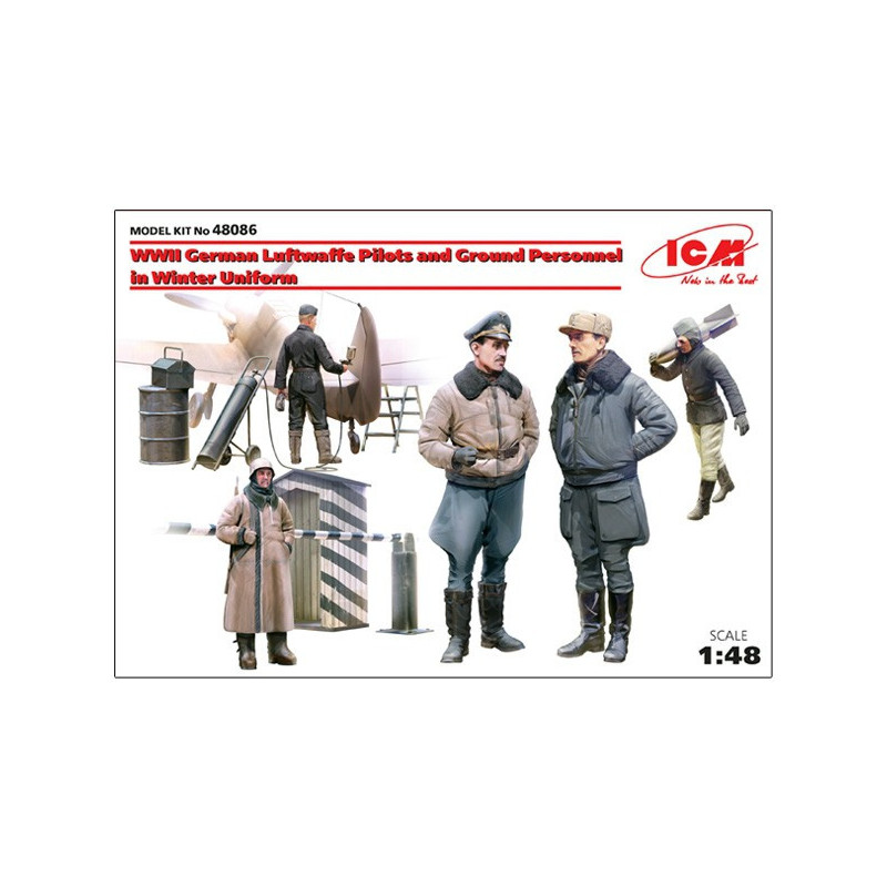 WWII German Luftwaffe Pilots and Ground Personnel in Winter Uniform