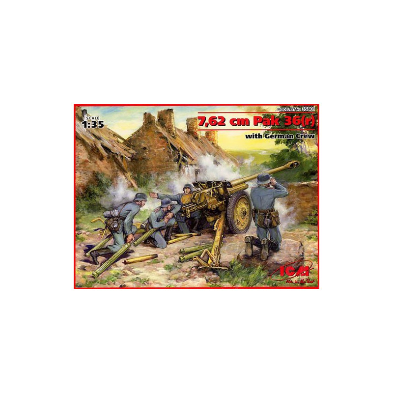 7,62 cm Pak 36(r) gun with German Crew