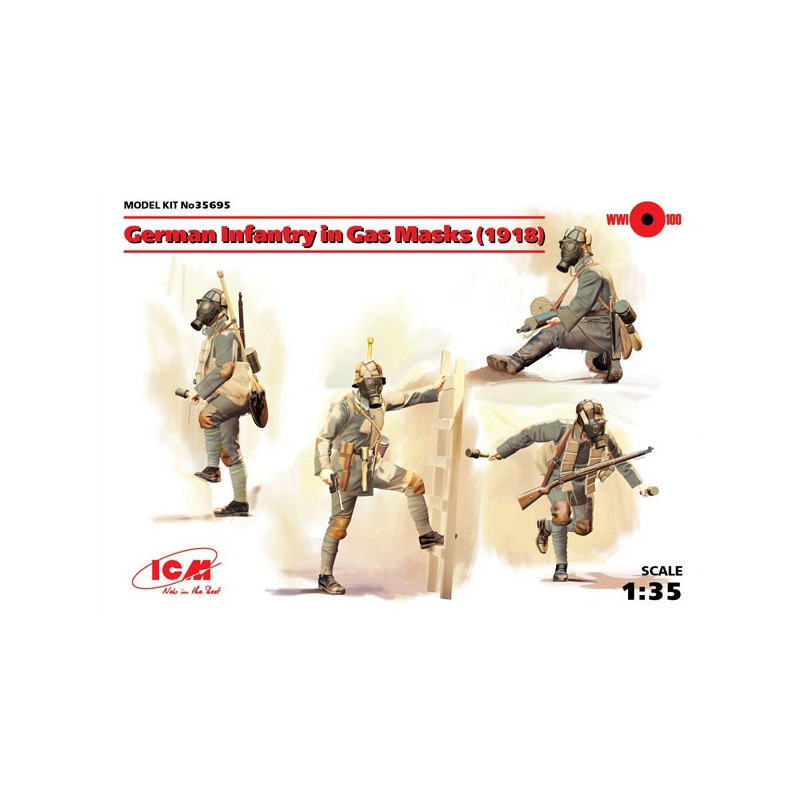 German Infantry in Gas Masks (1918)