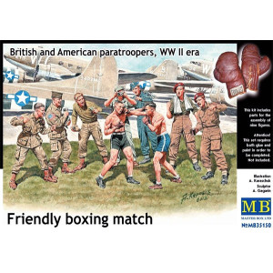 Friendly boxing match. British and American paratroopers, WW II era