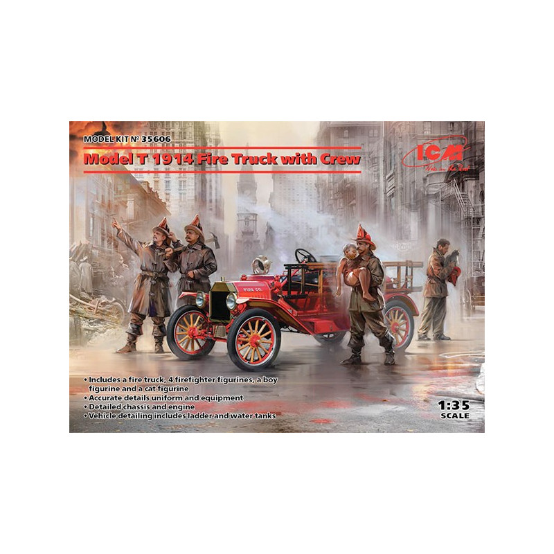 Ford T 1914 Fire Truck with Crew