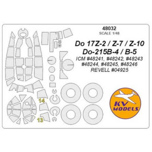 Masca cockpit + wheels Do 215B-4 / Do 215B-5 / Do 17Z-2 / Do 17Z-10 (ICM/Revell)