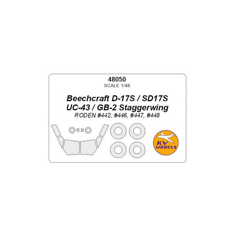 Masca cockpit + wheels BeechCraft D-17S / SD-17S / UC-43 / GB-2  (Roden)